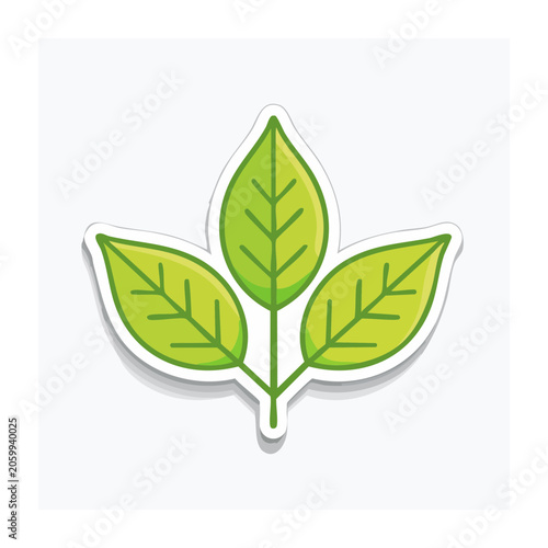 Three Green Leaves Icon with Transparent Background