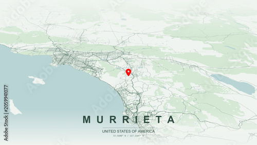 Photography Modern minimalist vector map of Murrieta, California, USA
