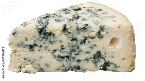 Canvastavla Wedge of blue cheese with visible mold veins and crumbly texture