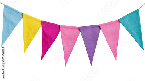 Photography Colorful fabric bunting flags on string for party decoration