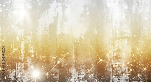 Abstract golden digital network connection on textured background