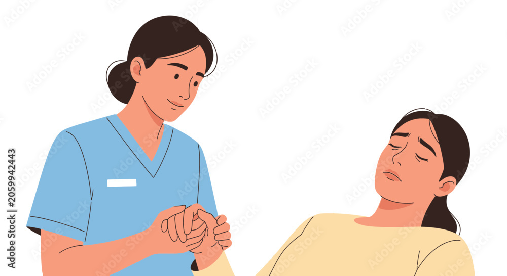Obraz premium Nurse comforting patient, healthcare support, empathy, gentle touch, medical care