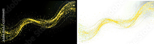 Golden wave, abstract background, luxury design element, yellow sparkle