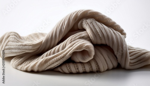 Unravelling Knitted Fabric On White Background