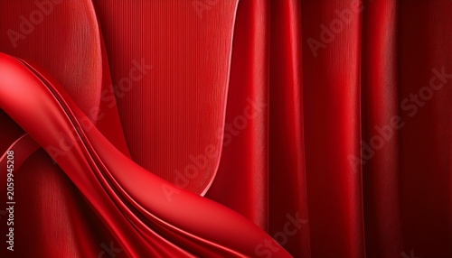 Vertical D Illustration Of A Red Fabric For Background With Copy Space