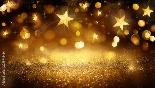 Golden Bokeh Background With Stars