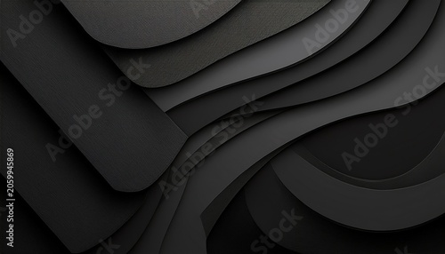 Abstrato Fundo Cinza Escuro E Preto Com Design D Em Camadas Cortadas E Espaco Para Texto