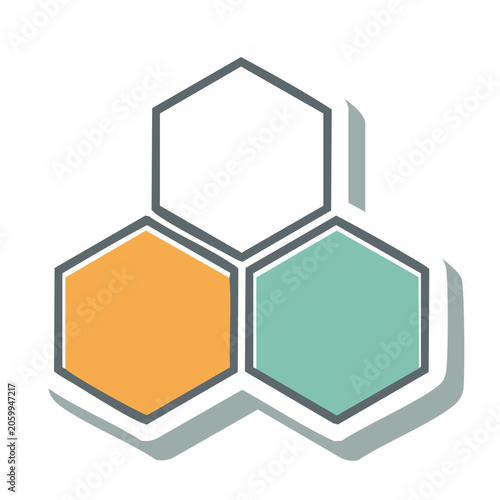 Hexagon Cluster Icon in Flat Design
