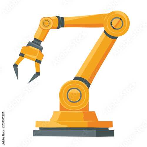 Orange Industrial Robotic Arm with Claw Gripper