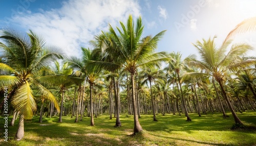 A Forest Of Palm Trees On A Sunny Day