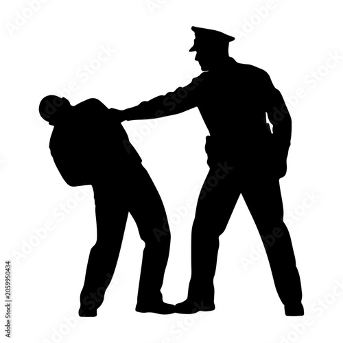 Foto Silhouette of police officer arresting a suspect.