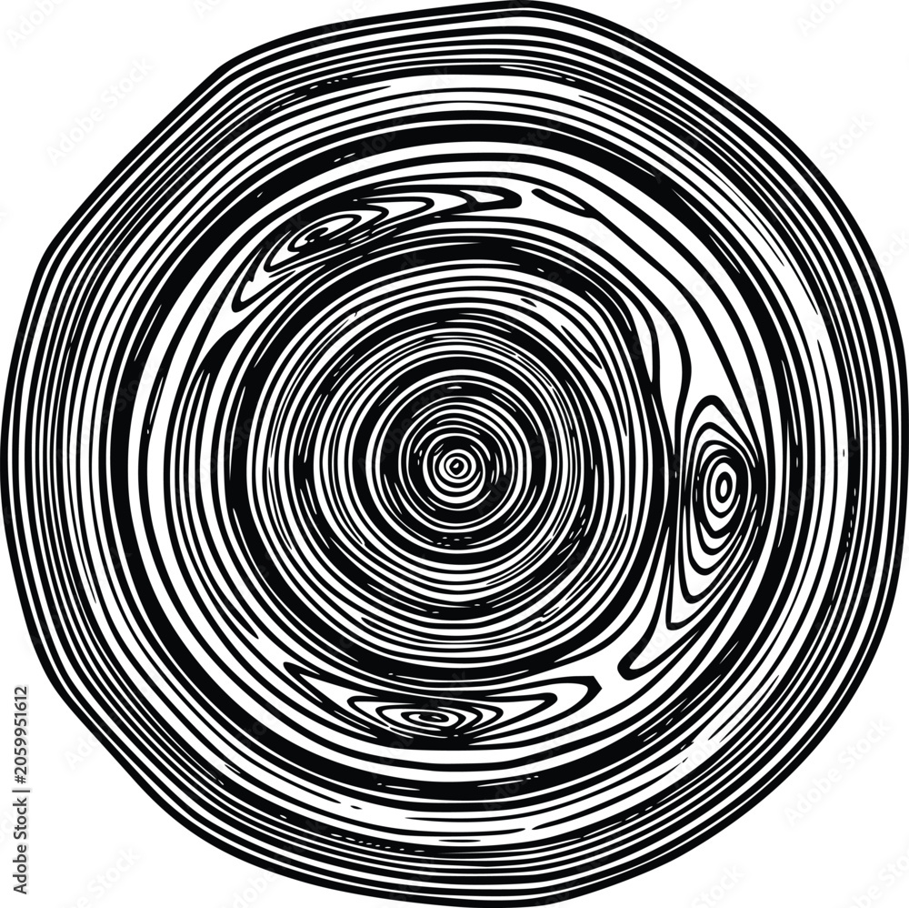 Fototapeta premium Vintage Wood Grain Texture Circle Hand Drawn Vector Illustration