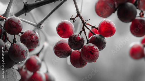 Red Grapes Close Up Monochrome Fine Art Still Life Photography