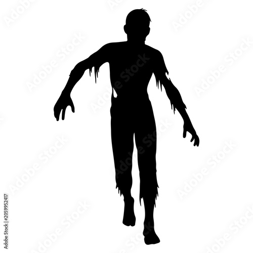 Foto Silhouette of a terrifying zombie walking forward.