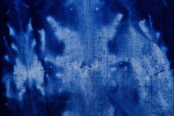 Close up of blue tie dye fabric texture