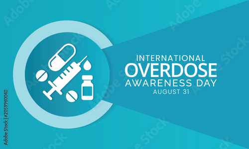 Tableau sur toile Overdose Awareness Day illustration set featuring addiction recovery, overdose prevention, mental health support, and healthcare symbols