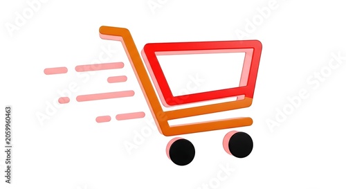 Moving Shopping Cart Icon with Motion Lines
