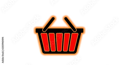 Shopping Basket Icon with Red and Orange Glow