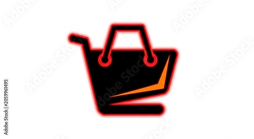 Shopping Basket Icon with Red Outline