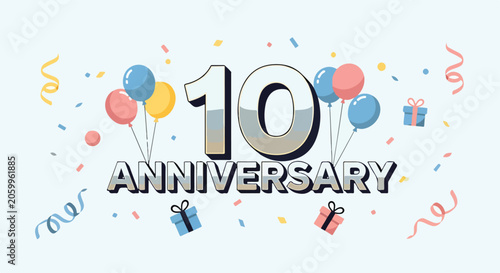 Bild auf Leinwand A colorful 10th anniversary celebration graphic