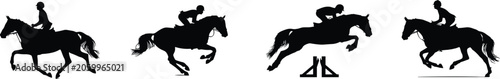 Photos Equestrian horse riding and show jumping silhouette collection with rider and ho