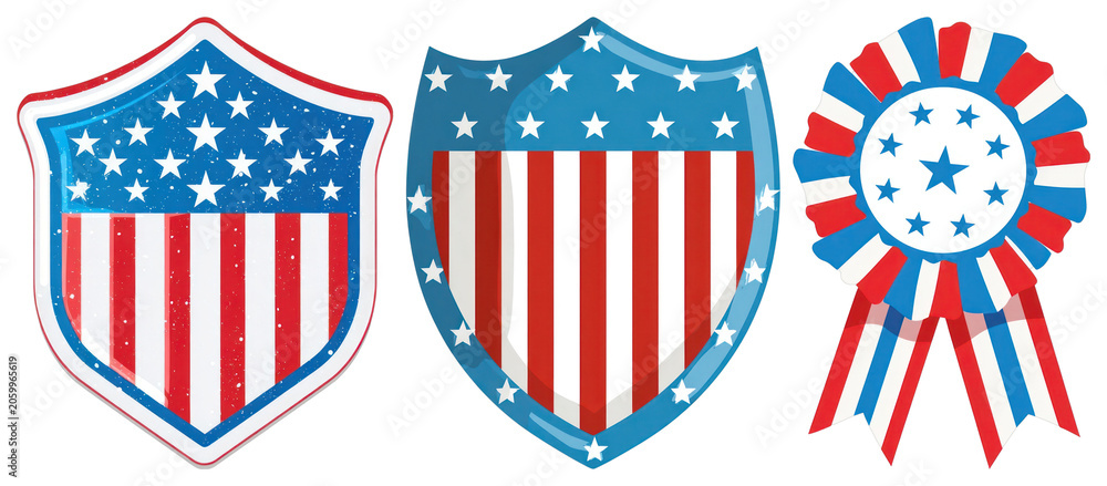 Obraz premium PNG Patriotic shield and badge designs, transparent background