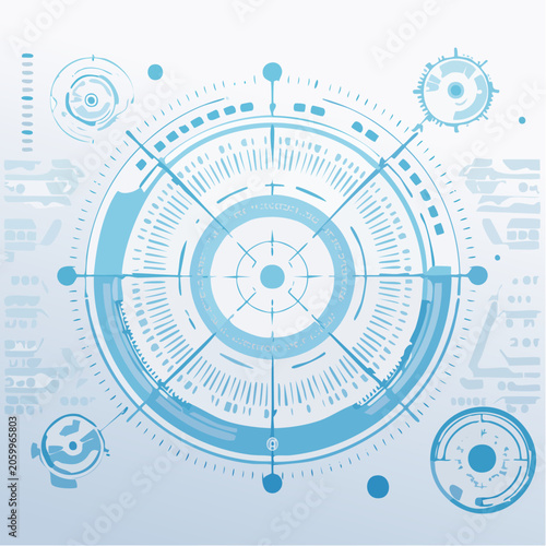 Abstract Futuristic Blueprint with Circular Elements