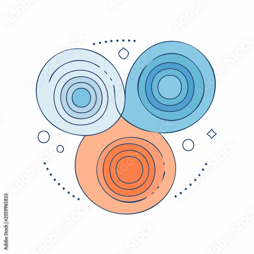 Abstract Interconnected Circles with Concentric Rings