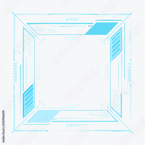 Futuristic Geometric Frame with Blue Accents