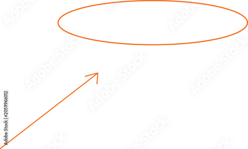 Orange handdrawn arrow pointing to an empty oval frame