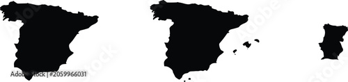 Фотография Spain map silhouette collection with mainland Balearic Islands and Canary Island