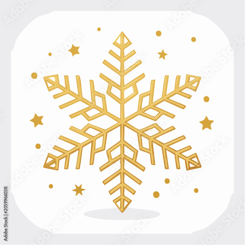 Golden Snowflake with Stars