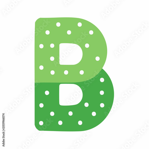 Green Letter B with White Dots