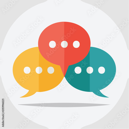 Three overlapping speech bubbles with dots