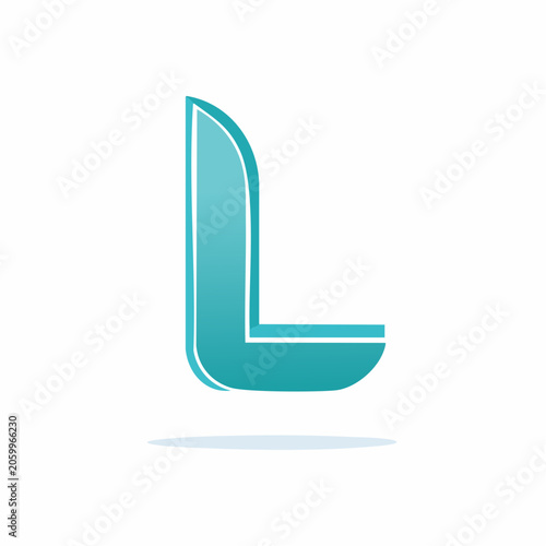 Turquoise Letter L Logo with Shadow