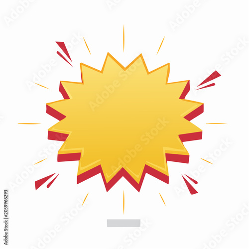 Yellow Starburst with Red Outline and Rays