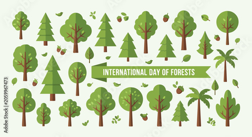 Konstfotografi A digital illustration of trees and foliage celebrating International Day of For