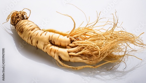 A Fresh Ginseng Root With Many Tendrils Isolated On A Transparent Background