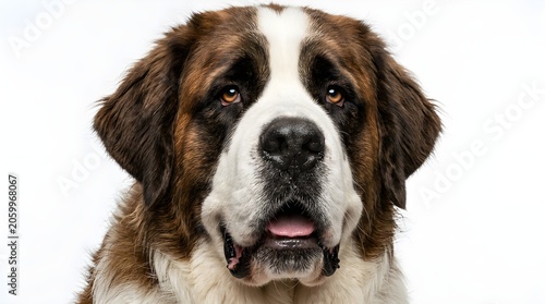 Closeup of a saint bernard dog isolated on white background
