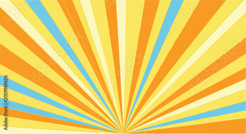 Quadro su tela A colorful abstract design with yellow, orange, and blue rays