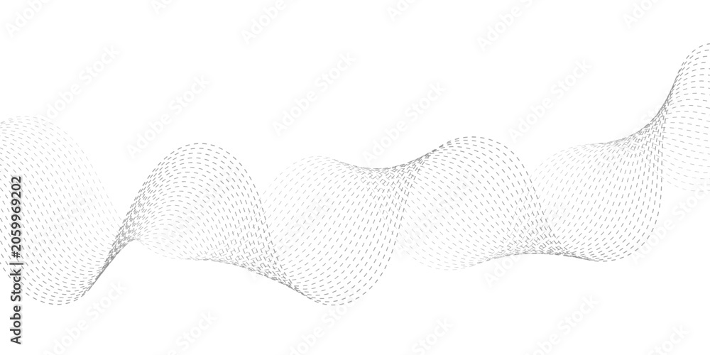 Fototapeta premium Minimal Gray Dotted Wave Line Background With Smooth Curved Network Pattern, Elegant Futuristic Communication Design