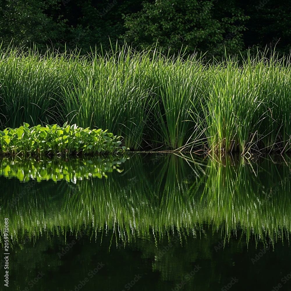 Fototapeta premium Green plants in water environment