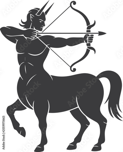 Принти на полотні Minimalist black centaur archer holding a bow silhouette vector icon