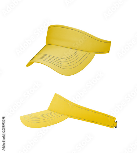Foto Yellow sports visor cap isolated PNG on transparent background, lightweight sun