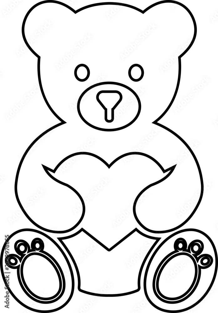 Fototapeta premium Teddy bear vector icon featuring cute toy bear symbols in solid and outline design isolated on transparent background for kids nursery themes