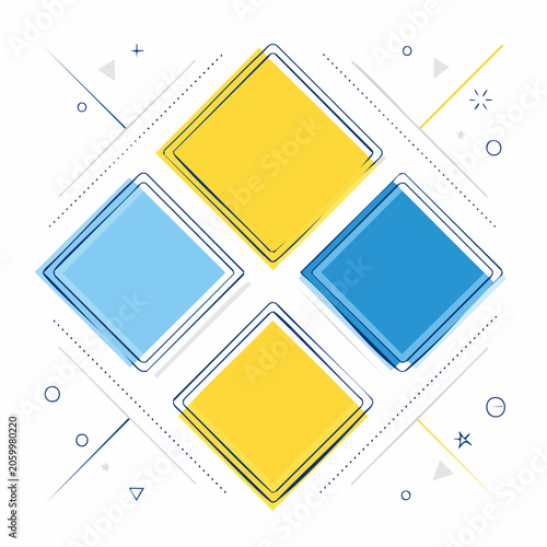 Abstract Geometric Background with Blue and Yellow Diamonds