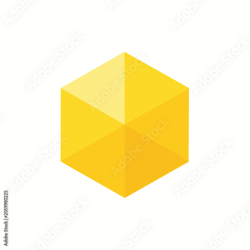 Abstract Yellow Hexagonal Prism Geometric Shape
