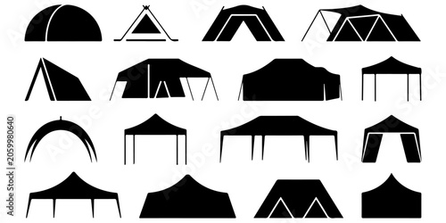 Tablou pe pânză Dome and Cabin Tent Symbol Pack for Recreation Design pack featuring dome, cabin