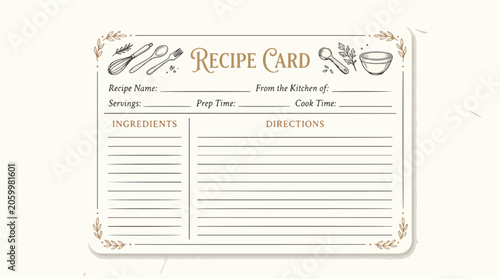 Photos Vintage Recipe Card Template Design.