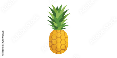 Fotografia Whole tropical pineapple fruit with green spiky leaves pineapple tropical illust